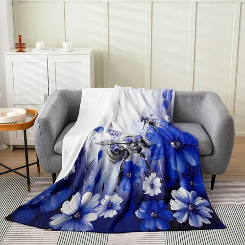 Miniatura 30 de Erosebridal Manta de abeja de 40 x 50 pulgadas, manta de sherpa cálida con estampado de animales 3D para sofá de cama, manta de microfibra suave