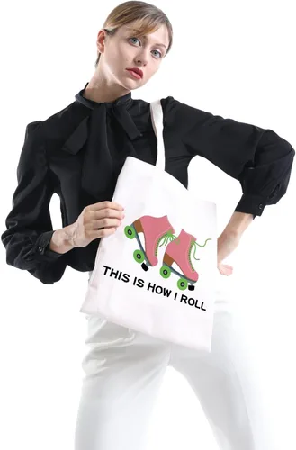 Miniatura 6 de POFULL Bolsa de maquillaje para amantes del patinaje sobre ruedas, así es como me rollo bolsa de cosméticos Bolsa de asas para patinadora