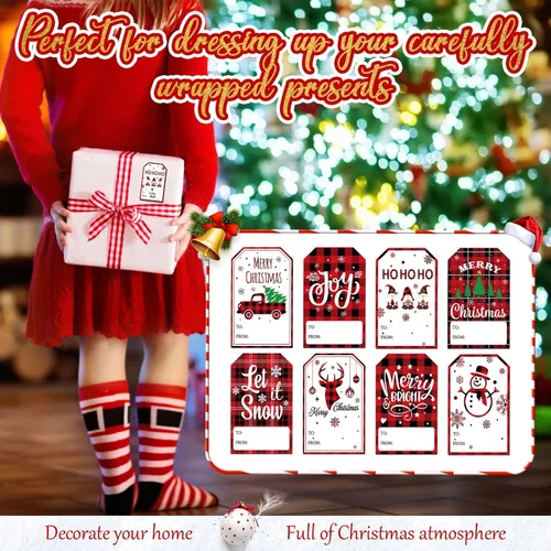 Miniatura 4 de Zonon 720 Piezas Etiquetas Autoadhesivas para Regalos de Navidad Etiquetas de Nombre Kraft de Navidad Pegatinas Kraft Natural de Navidad Etiquetas