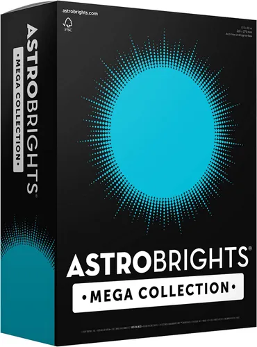 Astrobrights Mega Collection, papel de colores, azul brillante, 625 hojas, 24 lb/89 gsm, 8.5 x 11 pulgadas, más hojas (91621)