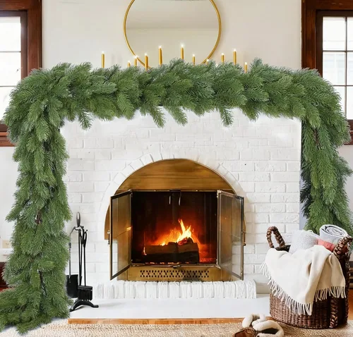 Lvydec Guirnalda de pino de Navidad, guirnalda de vegetación de Navidad de 6 pies, agujas de pino realistas, hojas de ciprés para mantel de