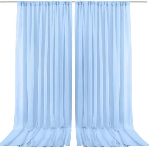 Miniatura 13 de PARTISKY Cortinas de telón de fondo de gasa negra de 10 x 7 pies, cortinas de fotos de tela transparente sin arrugas para boda, ceremonia, arco