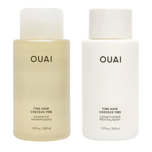 OUAI Set de Champú y Acondicionador para Cabello Fino - Champú y Acondicionador Sin Sulfatos para Mujeres y Hombres - Fabricado con Queratina, Raíz