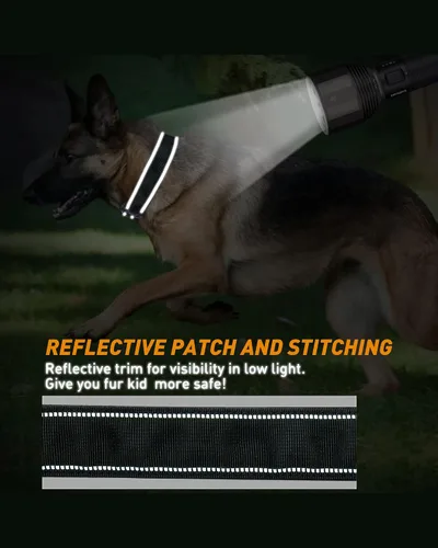 Miniatura 6 de AUBELL Collar táctico reflectante para perro, collares militares ajustables de servicio pesado K9 con asa y hebilla de metal de liberación rápida