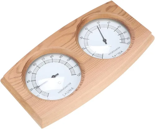 Cosiki Termómetro de sauna, termómetro higrómetro de madera 2 en 1 para temperatura ambiente, higrómetro para sala de sauna, sala de vapor,