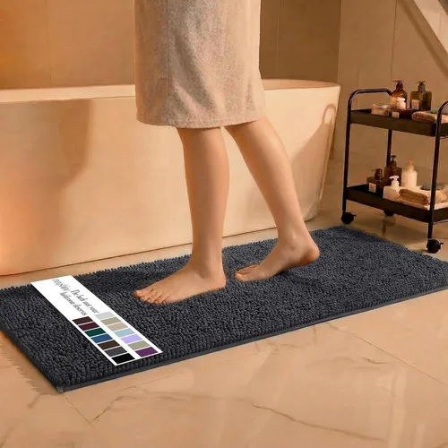 Miniatura 63 de MAYSHINE Alfombra de Baño de Chenilla Afelpada Extra Suave, Súper Absorbente, Alfombra de Baño Antideslizante Microfibra Esponjosa