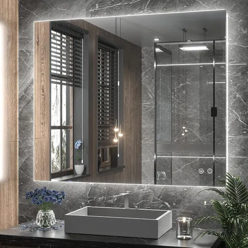Miniatura 14 de TETOTE - Espejo retroiluminado para baño con luz, botón táctil regulable y función antivaho (horizontal o vertical)