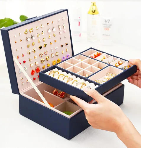 Miniatura 5 de ARIYIBO Joyero para aretes, cajas de joyería para mujeres y hombres, organizador de aretes, organizador de aretes para niñas y mujeres, caja