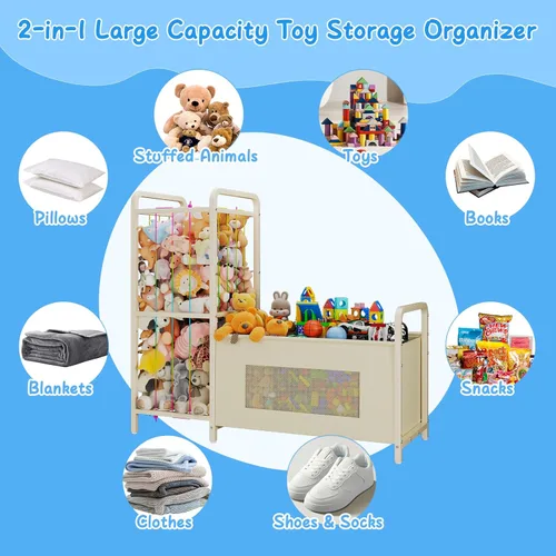Miniatura 8 de Organizador de almacenamiento de juguetes B10 con almacenamiento de animales de peluche, caja de juguetes grande y soporte para animales de peluche