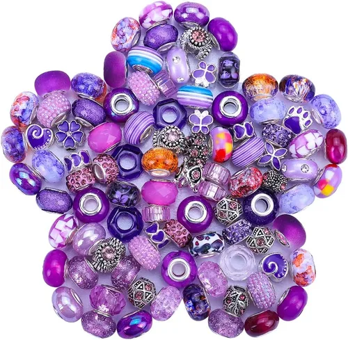 Miniatura 24 de Espaciador de agujeros grandes europeos con cuentas de hadas con diamantes de imitación para manualidades, pulseras y bisutería