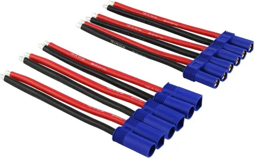3 pares de conectores EC5 macho y hembra de 0.197 in, conector banana de 12 AWG 3.9 in, cable de alambre de silicona suave para RC avión
