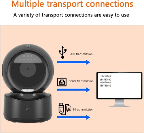 Miniatura 7 de NetumScan Escáner de código de barras omnidireccional automático de escritorio, lector de código de barras QR con cable USB manos libres, detección