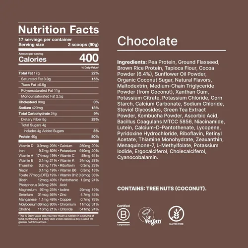 Miniatura 3 de Huel Edición Negra Polvo de Proteína Vegana de Chocolate 40g Comida Nutricionalmente Completa 27 Vitaminas y Minerales, Sin Gluten 17