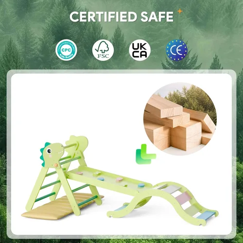 Miniatura 7 de Pikler - Juego de triángulos con cojín, juguetes de escalada 9 en 1 para niños pequeños en el interior, juguetes de escalada de madera plegables