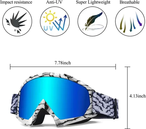 Miniatura 4 de Gafas de Casco de Motocross para ATV Dirt Bike, Gafas de Carreras de Motocicleta UV400 Anti-Empañamiento Resistentes a Rayones e Impactos, Gafas