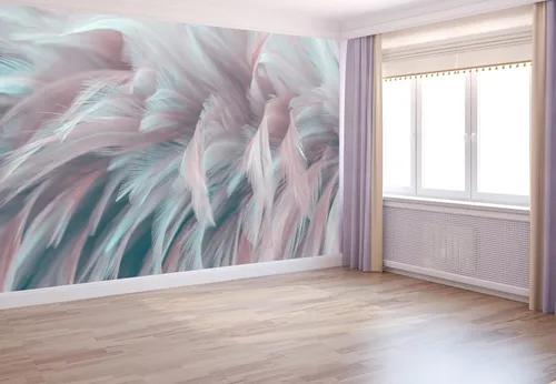 Miniatura 2 de Bormia - Papel tapiz colorido de plumas 3D para sala de estar, papel tapiz de sala de estar, papel tapiz de arte para el hogar, calcomanías de pared