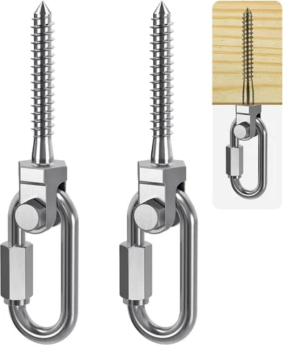 Miniatura 8 de SELEWARE Juego de 2 ganchos de columpio resistentes con capacidad de 1800 libras, pernos de columpio M10 x 9.3 pulgadas, ganchos de columpio