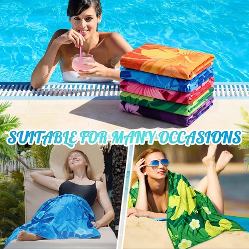 Miniatura 5 de Kinlop 6 Pcs Beach Towels Microfiber Large Sand Free Towels Quick Dry Towel Adults Absorbent Bath Towel Blanket for Travel Camping Swim 59 x 28 Inch