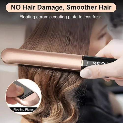 Miniatura 2 de UNOBEY Plancha de pelo con placas flotantes de cerámica para cabello sedoso, liso y suave, pantalla digital de doble voltaje 150°C–230°C, plancha