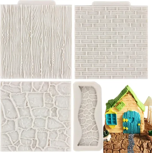 Diseño de textura de pared de ladrillo, moldes de silicona con textura de piedra, camino de piedra, moldes de fondant, corteza de árbol de grano de