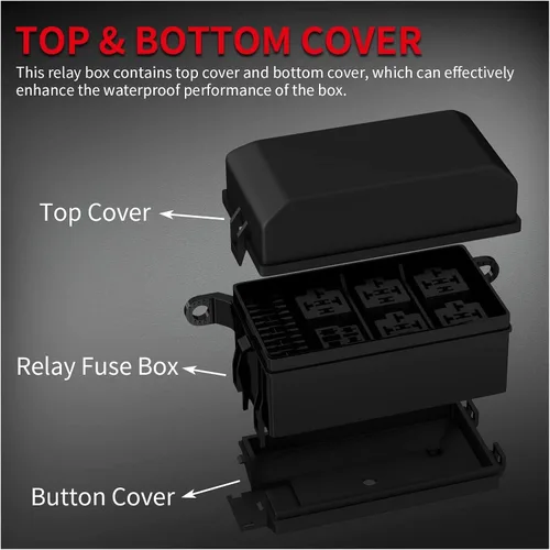 Miniatura 4 de NANZU Caja de relé de 12 V, 6 ranuras, bloque de relé de 6 vías, caja de fusibles ATC/ATO, bloque de fusibles con relé, kit impermeable universal