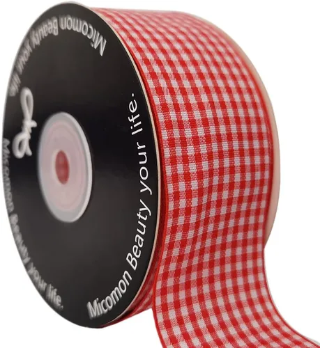 Miniatura 25 de Cinta de cuadros a cuadros vichy marrón 25 yardas cada rollo 100% poliéster (1 pulgada, marrón)