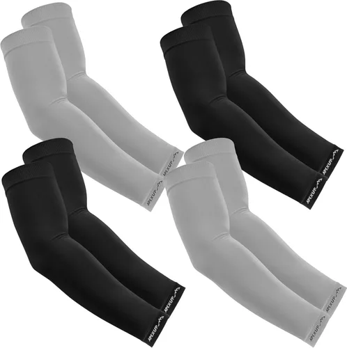 Miniatura 12 de APEXUP Mangas refrescantes para hombres y mujeres, protección solar UV UPF 50, mangas de compresión para voleibol para exteriores 1 negro+1 blanco+1