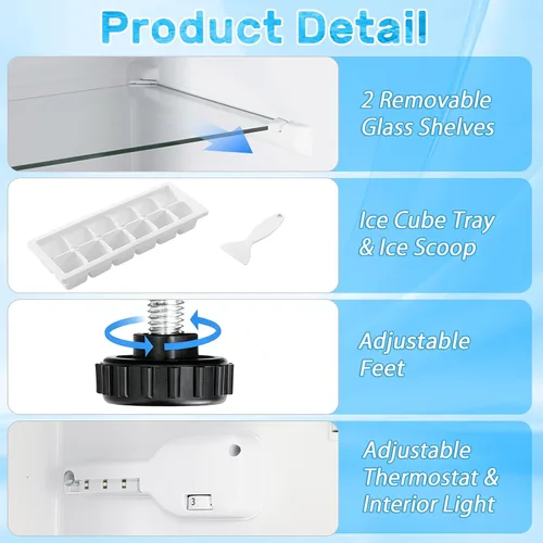 Miniatura 2 de Mini refrigerador de 2.6 pies cúbicos con congelador, refrigerador pequeño de doble puerta, refrigerador para dormitorio con 3 termostatos