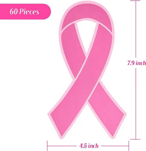 Miniatura 2 de Cintas de papel de concienciación sobre el cáncer de mama de color rosa de 7.1 in para suministros de eventos públicos y sociales para mujeres