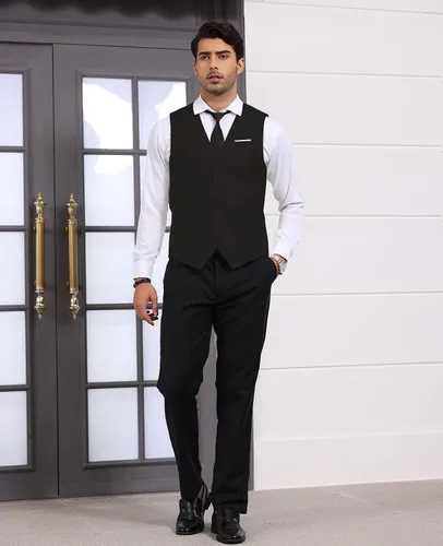 Miniatura 4 de Chaleco formal de negocios para hombre, chaleco ajustado con cuello en V, traje de esmoquin