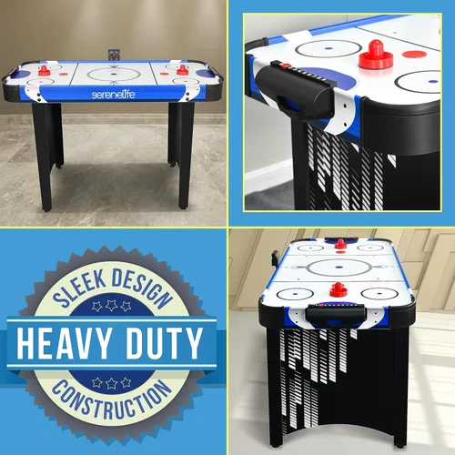 Miniatura 4 de SereneLife Mesa de juego de hockey de aire de 48 pulgadas, con rastreador de puntuación integrado y dispensador de disco, marcador LED digital