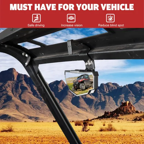 Miniatura 2 de HAKA TOUGH Espejo retrovisor central para Can Am Defender/Polaris Ranger, UTV Espejo retrovisor ancho convexo para Ranger 570 900 xp 1000 Crew