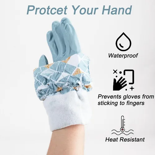 Miniatura 3 de 3 guantes de limpieza para lavavajillas con forro flocado de algodón, reutilizables, sin látex, impermeables, guantes de cocina para lavandería