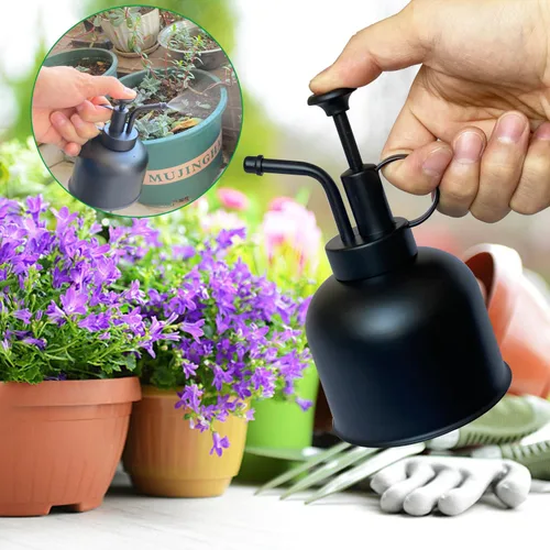 Miniatura 5 de Pulverizador de plantas de acero inoxidable, regadera pequeña, herramienta de jardinería moderna para plantas en macetas de interior negro