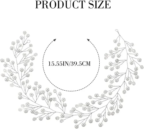 Miniatura 4 de Yean Pieza de pelo de aliento de bebé, diadema de vid de vid con diamantes de imitación, corona de cristal, corona de flores nupciales, accesorios