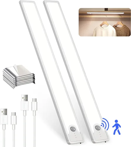 Miniatura 12 de Luces para debajo del gabinete de 8 pulgadas, 41 LED recargables con sensor de movimiento magnético, luz para interiores, brillo regulable de 6000