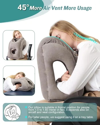Miniatura 5 de JefDiee Almohada inflable de viaje y almohada inflable para descanso de pies, artículos esenciales de viaje para adultos, ideal para avión, oficina