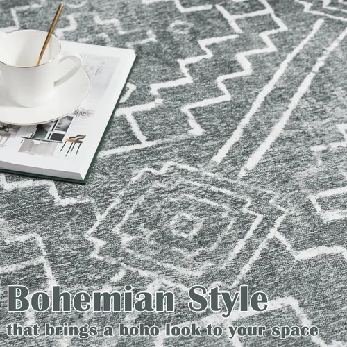 Miniatura 6 de JINCHAN Alfombra marroquí de 2 x 3 pulgadas para entrada - Alfombra lavable a máquina moderna geométrica para cocina, suave, de lana sintética, Boho