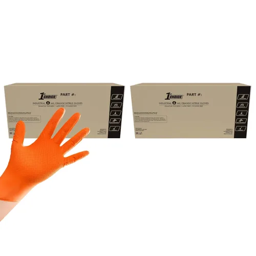 Miniatura 10 de 1st Choice Guantes de mecánico de 6 mil, guantes de nitrilo desechables sin látex, caja grande de 100 guantes desechables de nitrilo naranja
