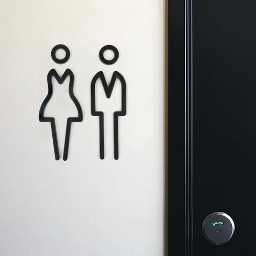 Miniatura 5 de Letrero de baño acrílico con respaldo adhesivo para hombres y mujeres, letreros de puerta de baño, letreros de baño para negocios, señalización