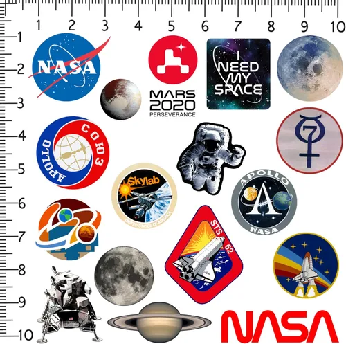 Miniatura 2 de NASA Missions - Paquete variado de calcomanías de vinilo grandes de lujo, para laptop, botella de agua, álbumes de recortes, tableta, monopatín