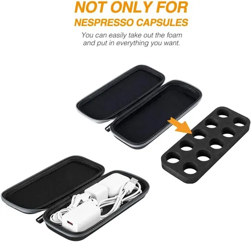 Miniatura 4 de ROMAUNT Estuche de transporte de viaje compatible con cápsulas Nespresso OrignalLine, accesorio para cafetera portátil de café protector con espuma