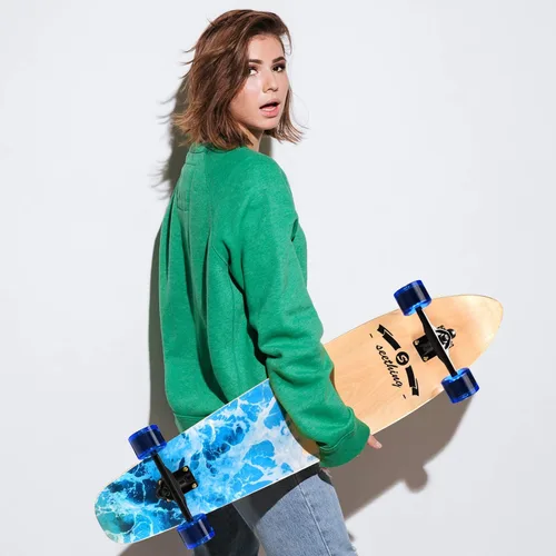 Miniatura 7 de Patineta de 42 pulgadas de largo completo Cruiser Pintail, el original Artisan Maple Skateboard Cruiser Pintail para crucero, tallado, estilo libre