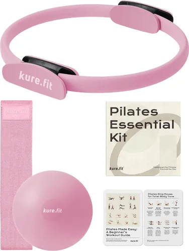 Miniatura 2 de Juego de mancuernas ajustables rosas de 2 libras a 5 libras y kit de pilates rosa