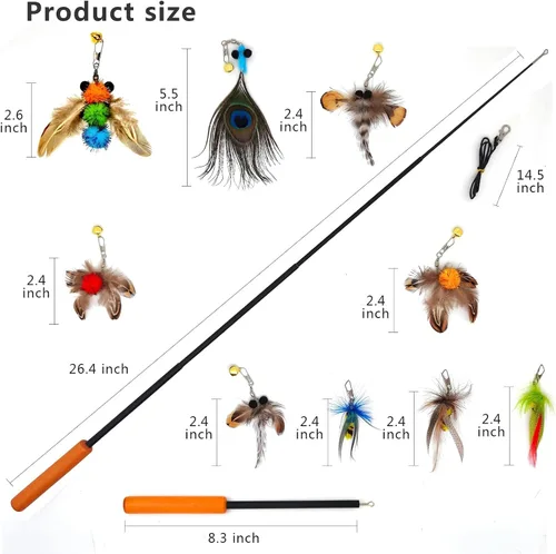Miniatura 2 de miwoowim Juguetes interactivos para gatos, 10 piezas de juguetes retráctiles para gatos y juguetes de plumas, juguetes de enriquecimiento para gatos