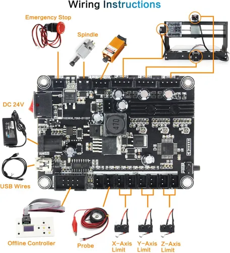 Miniatura 6 de RATTMMOTOR 3018-PRO DIY CNC Router Kit+GRBL controlador fuera de línea, 3 ejes Hobby CNC Router Machine, plástico acrílico PVC PCB madera mini