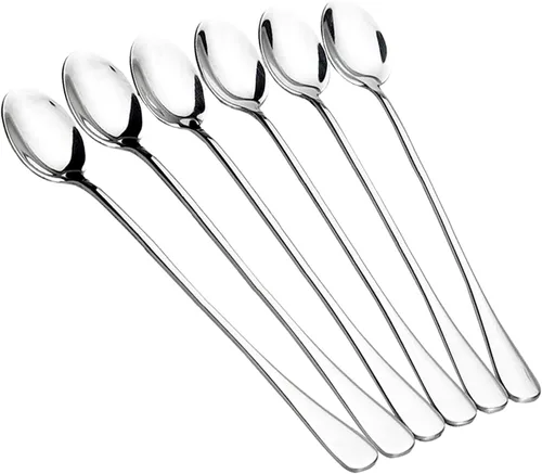 Miniatura 11 de Cuchara de mango largo de 9.5 pulgadas, cucharas de crema helada, cucharas de té, agitadores de café, cuchara de hielo, cucharas de cóctel de acero