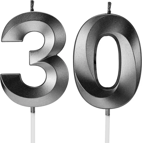 Miniatura 10 de Velas para pastel de 10 cumpleaños con números, vela feliz 10 cumpleaños diseñada en 3D, adorno para pastel de aniversario de boda (10, negro)