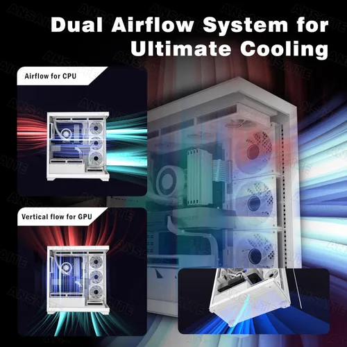 Miniatura 6 de ATX - Carcasa para PC con 7 ventiladores PWM ARGB preinstalados, carcasa de computadora de torre media con vidrio templado dual de visión completa