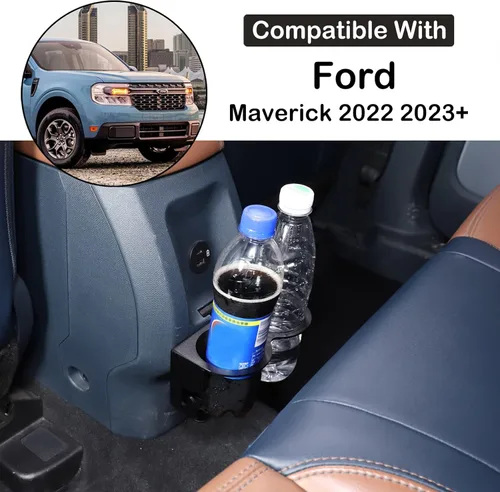 Miniatura 2 de Organizador expansor de portavasos trasero para automóvil compatible con Ford Maverick 2022-2024 Auto de aluminio para asiento trasero de doble